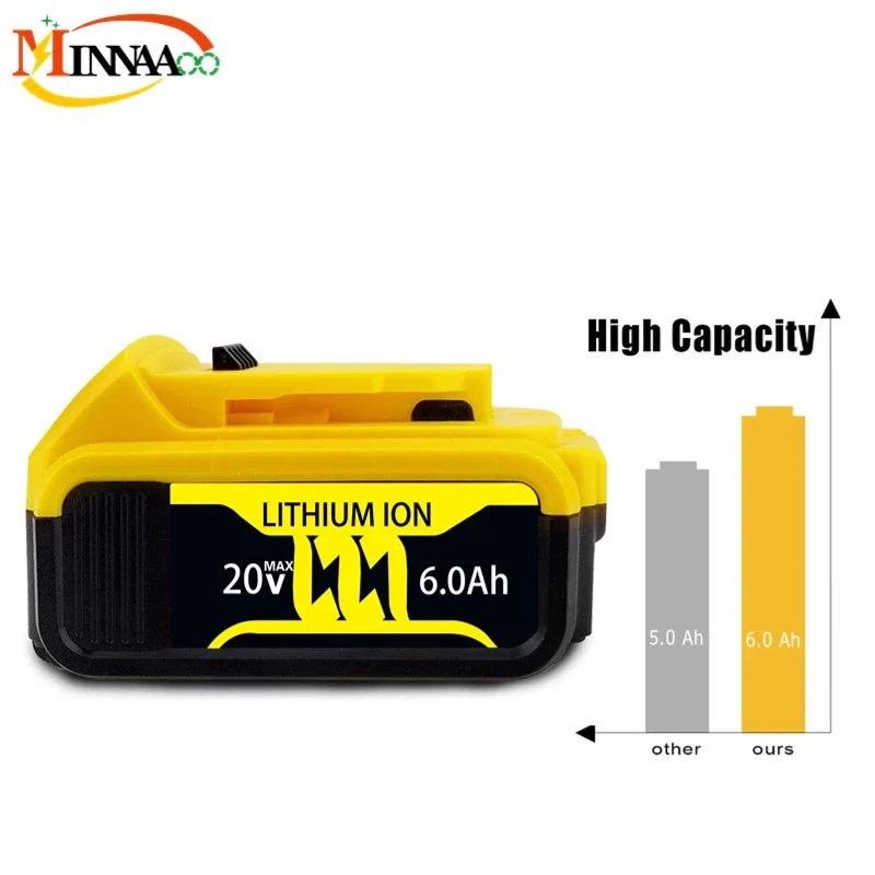 

2023 Upgrade 20V 6.0Ah 8.0Ah DCB200 Replacement Li-ion Battery for DeWalt MAX DCB205 DCB201 DCB203 power tool Batteries