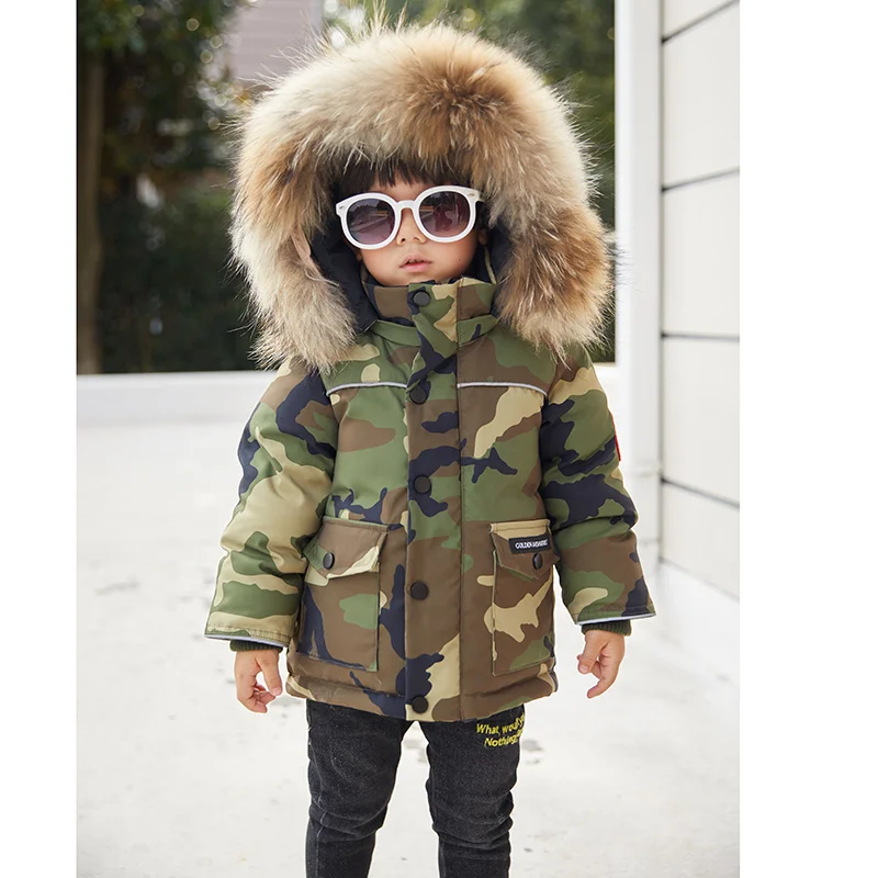 -30 Degrees new children's winter clothing Camouflage thick down jacket for little boys Warm red down coat for little girls 2-8T enlarge