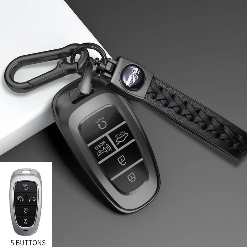 

Чехол для автомобильного ключа из ТПУ серого цвета для Hyundai Santa Fe Tucson 2022 NEXO NX4 Atos Solaris Prime 2021 4 5 чехол для ключей с кнопками