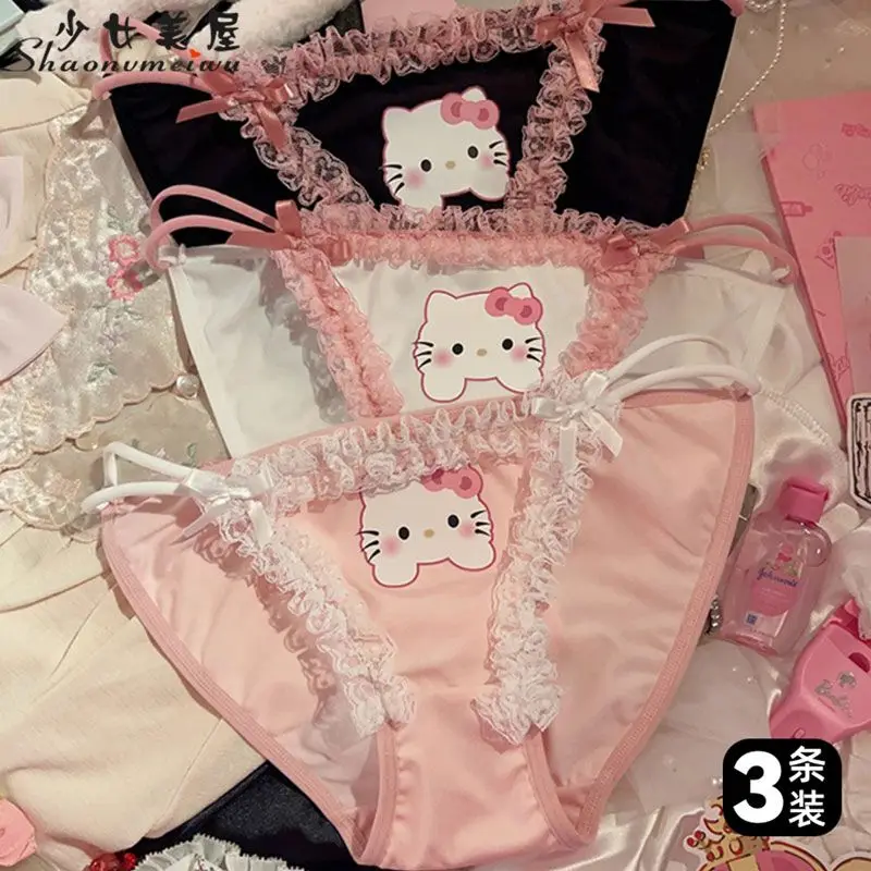 Новые милые кружевные трусики Sanrio Hello Kitty с рисунком аниме креативные девушки