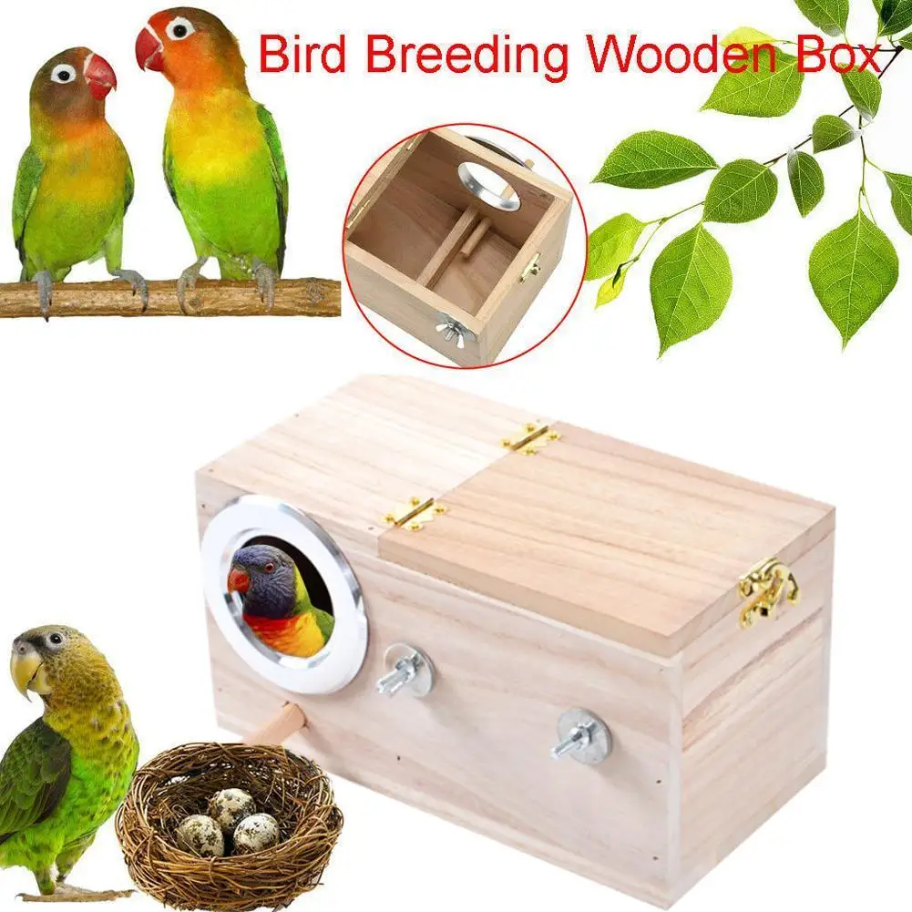 

Wood Bird House Nest Birds Breeding Box Outdoor Solid Wood Nest Hatching Box Home Balcony Decoration