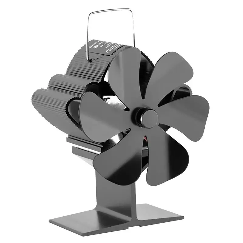 

Heat Powered Stove Fan Black Fireplace Fan Wood Burner 6 Blade Stove Fan Home Fireplace Quiet Fan Efficient Heat Distribution