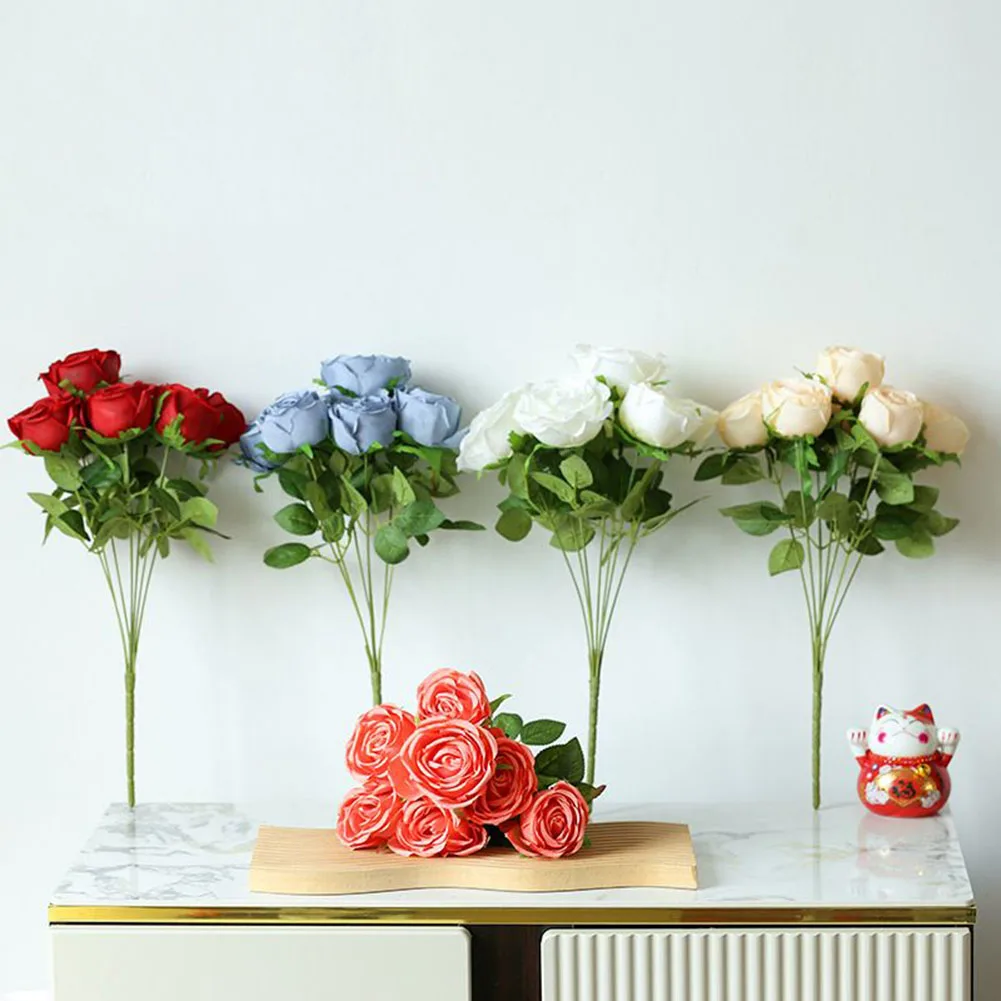 

Красивая роза, пион, искусственные шелковые цветы, маленький белый букет для домашвечерние ринки, зимняя свадебная фотография, 7 головок