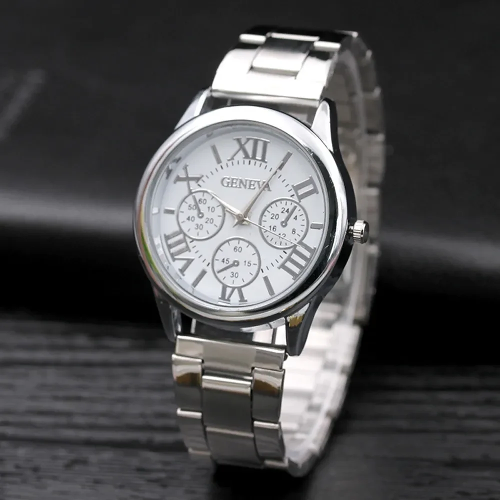 New Brand 3 Eyes Gold Geneva Casual Quartz Watch Women Stainless Steel Dress Watches Relogio Feminino Ladies Clock Hot Sale