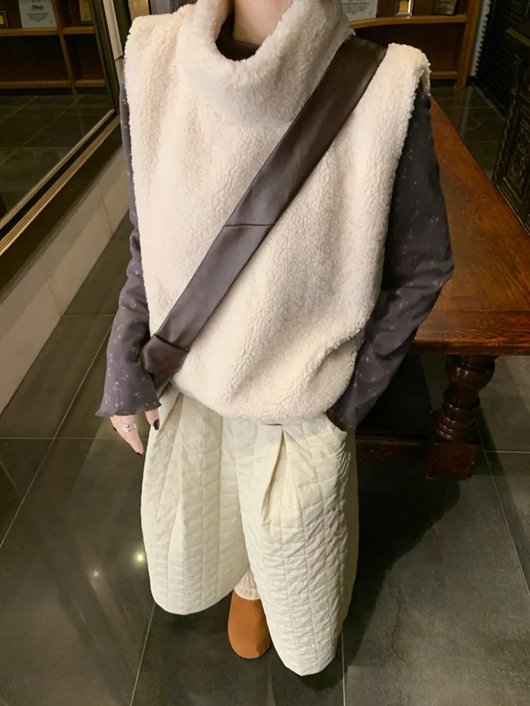 Абрикосовая водолазка из овечьей шерсти женский жилет 2024 новый зимний уличный