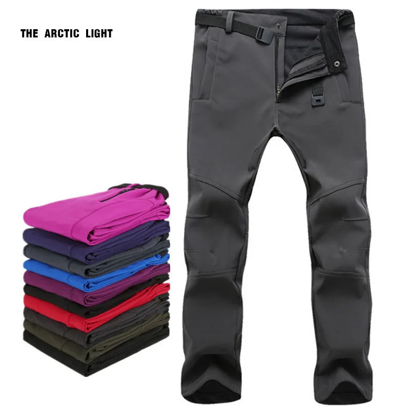 The Arctic Light Warm Winter Woman Men Outdoor Camping&hiking Pants Soft Shell Waterproof Fleece Windproof Pants Skiing Trousers