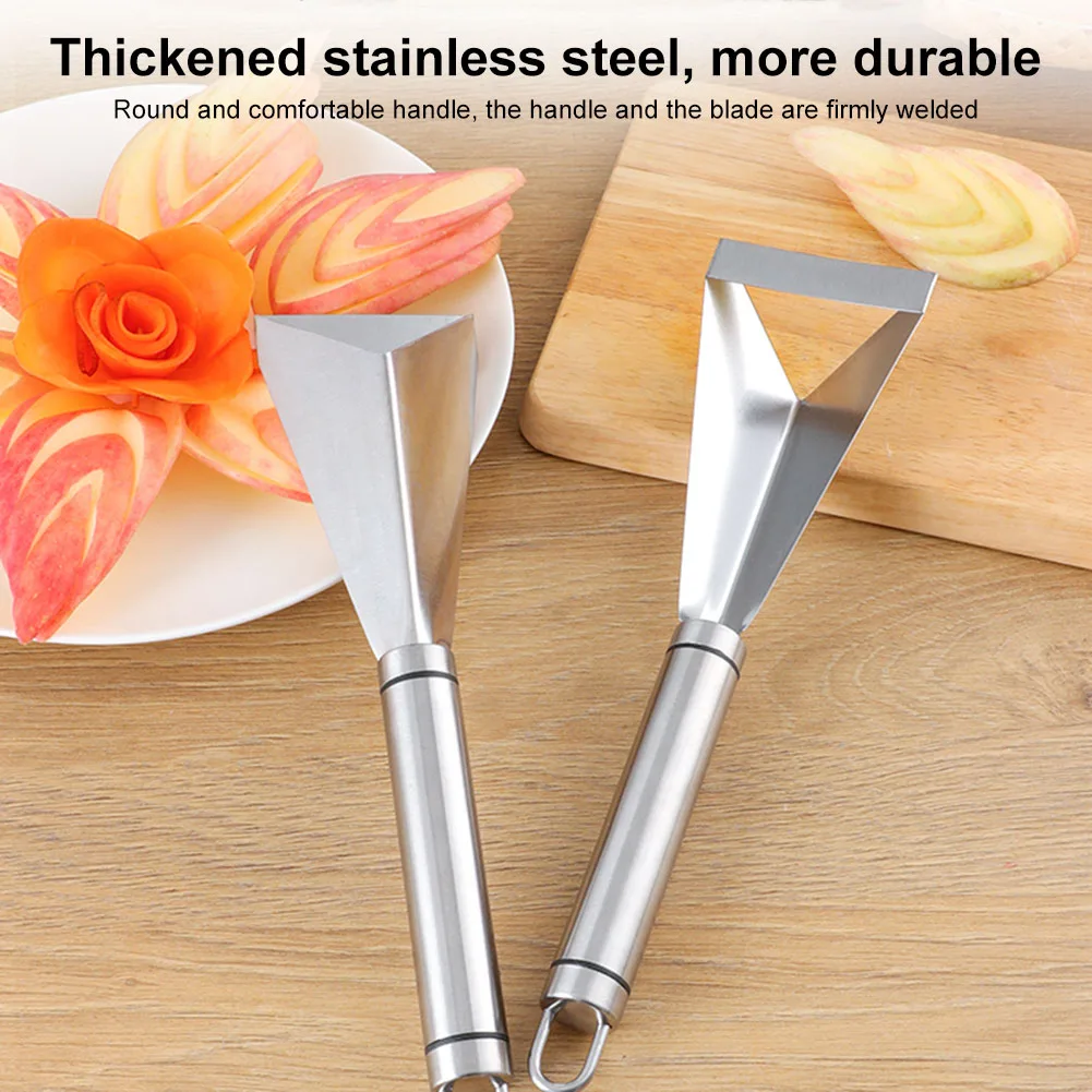 

Stainless Steel Fruit Carving Knife Triangular Shape Vegetable Knife Slicer Fruit Platter Non-slip Carving Blade Kitchen Tool