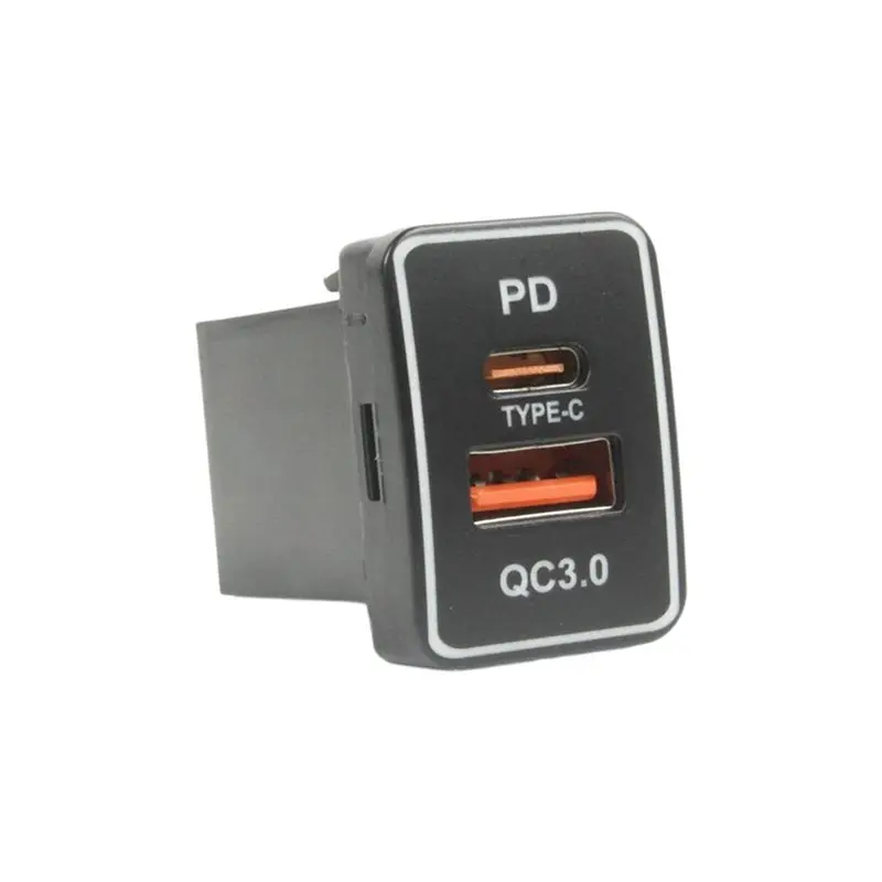 Фото НОВИНКА В НАЛИЧИИ - Автомобильная розетка с быстрой зарядкой QC3.0 Type-C, 1 шт. TS-02 для Toyota, двойной порт быстрой зарядки, детали для модификации автомобиля. №2
