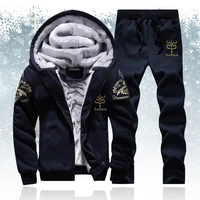 winter thick mens sports suit 2022 fashion men hooded tracksuit set male zipper cardigan hoodiespants sportswear casual set