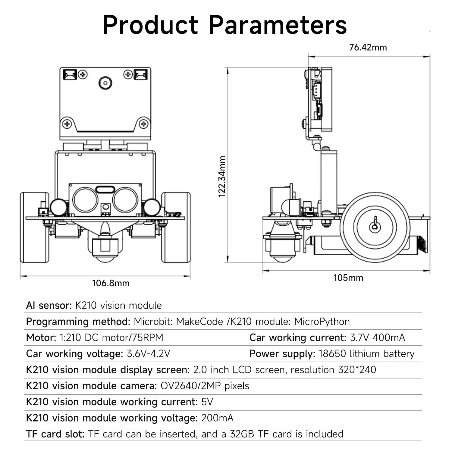 ot Yahboom Microbit Robot Car Tinybit Pro z modułem wizualnym K210 obsługuje wykrywanie obiektów i rozpoznawanie twarzy Kodowanie dzieci STEM