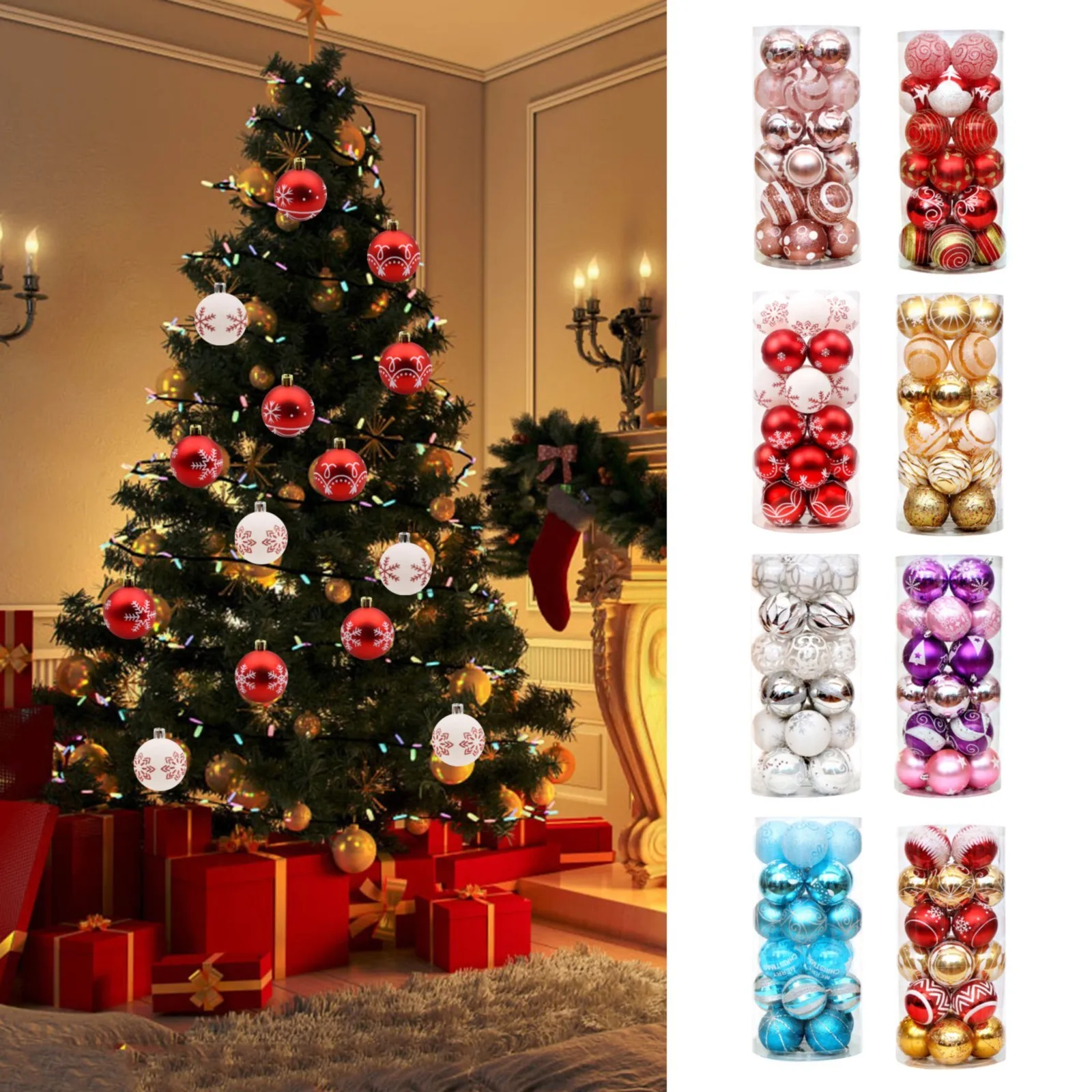 

Упаковка из 24 рождественских шаров, украшение для елки, Пластиковые Многоразовые уличные кристаллы, украшения для рождества, Рождественска...