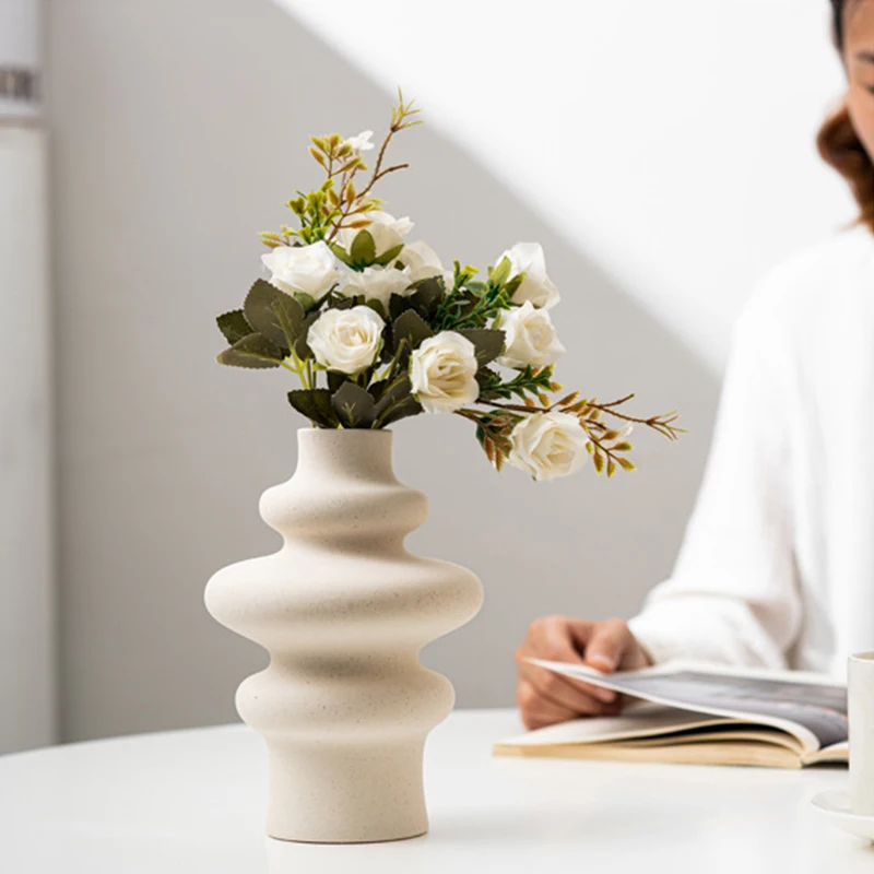 

Керамические вазы в скандинавском стиле, белые декоративные садовые вазы для украшения дома, гостиной, рабочего стола, аксессуары для украшения интерьера