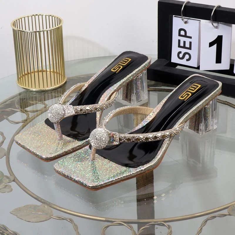 

Шлепанцы, новинка 2023, шлепанцы с ремешком на щиколотке, квадратный каблук, роскошные дизайнерские сандалии, элегантная женская обувь, 42