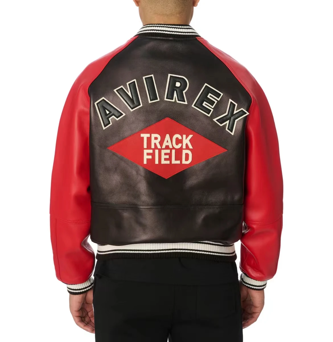 AVIREX осенняя новая куртка TRACK FIELD VARSITY из овечьей кожи мужская бейсбольная одежда