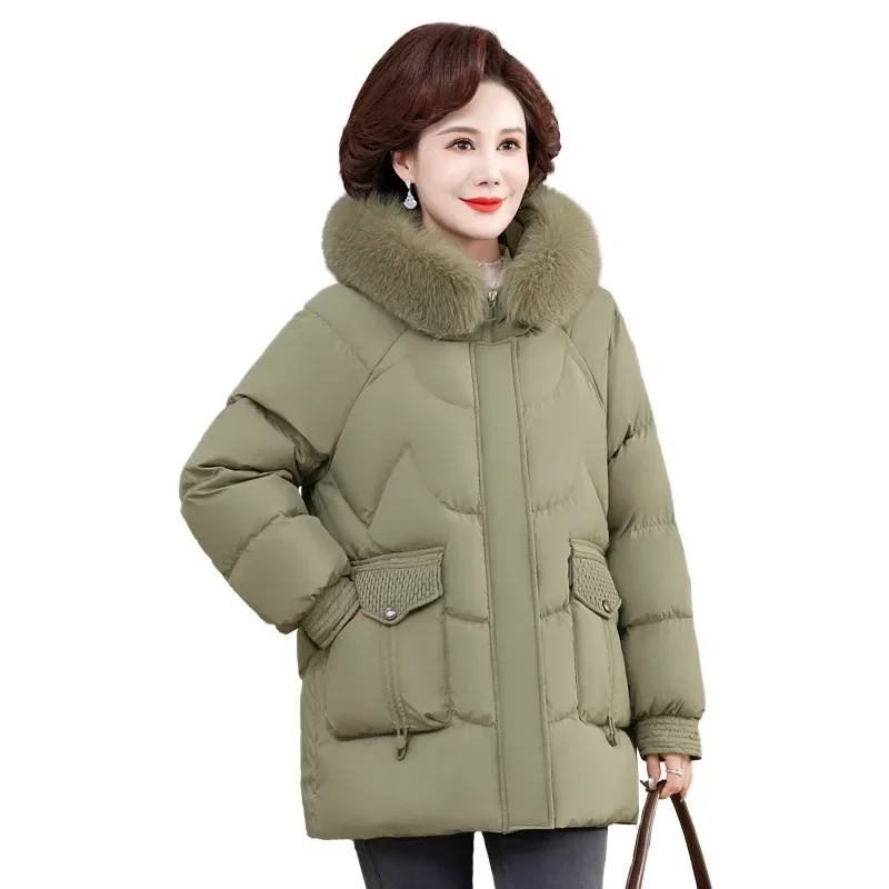 Утолщенное хлопковое пальто на флисовой подкладке для женщин среднего возраста