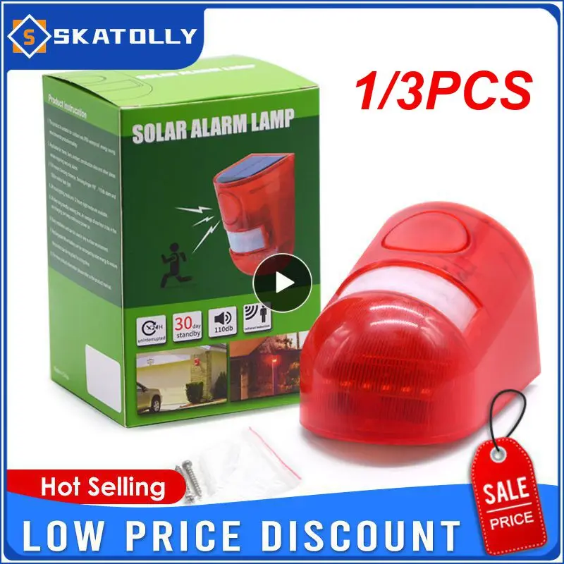 

1/3PCS Pack Solar Strobe Light With Motion Sensor Alarm 129DB Sound Security Siren IP65 Waterproof For Villa Farm Yard Garden