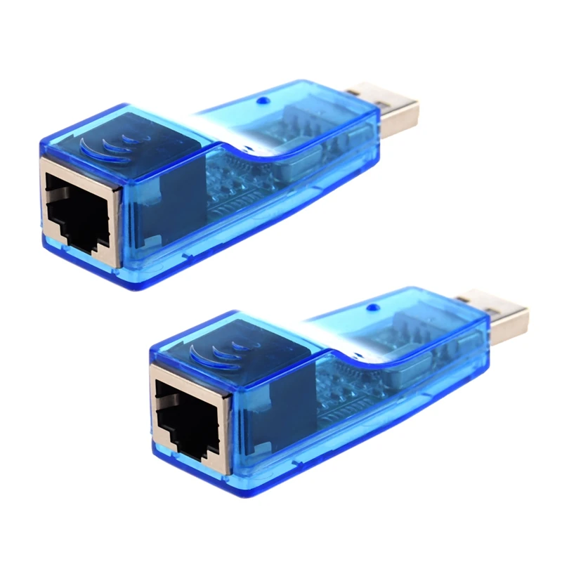 2X External USB Ethernet RJ45 Network Lan Card Adapter 10/100 Mbps For Laptop PC Blue