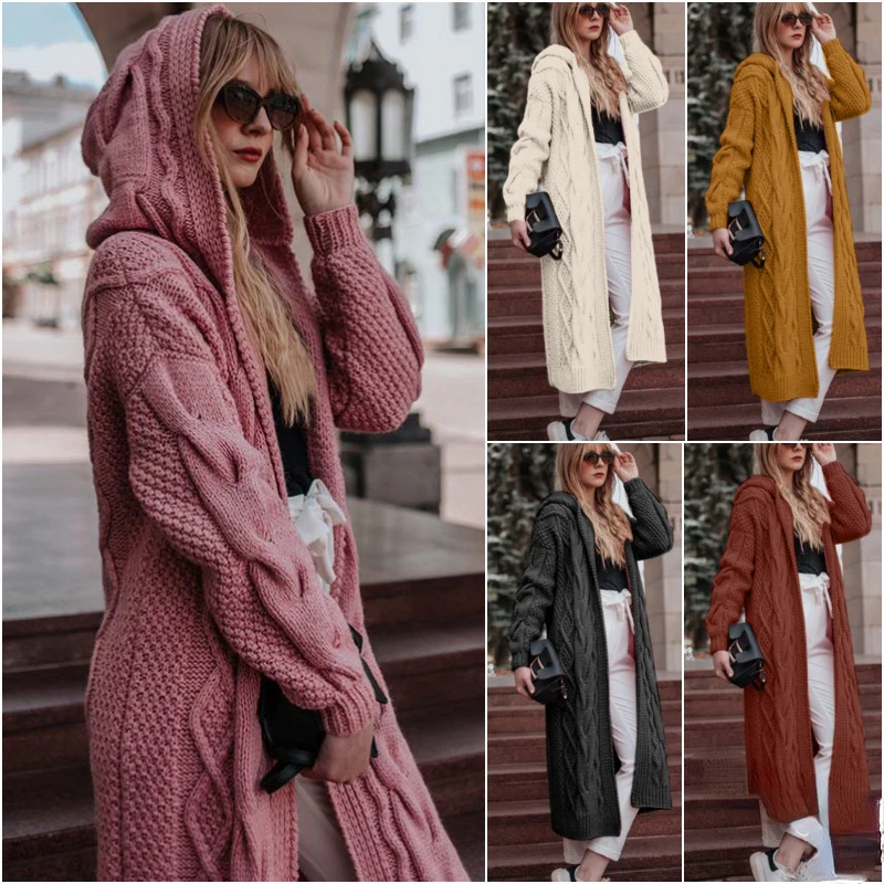 

Heeatal Pink Cardigan Woman Sweaters Long Winter Sweater Plus Size Winter Clothes for Women Long Sleeve Knit Women Sueter Mujer