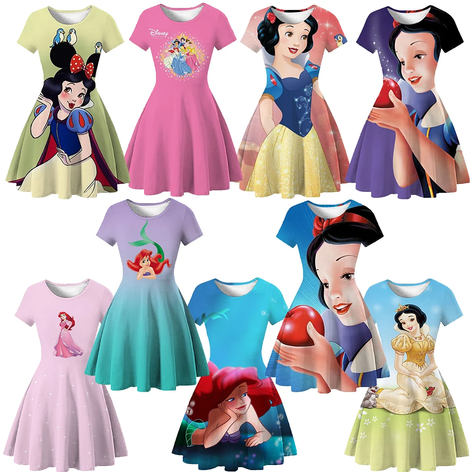 

Disney Summer Princess Dress For Girls Snow White 3D Cosplay Short Sleeve Kids Dress Children Party Birthday Elegance Vestidos