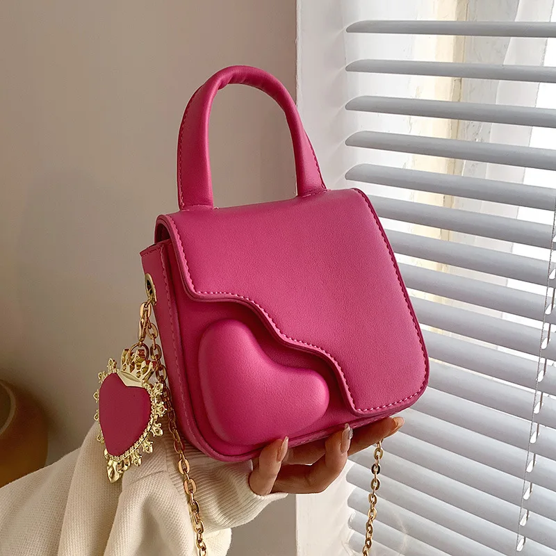 

Heart Bags for Women 2022 New Fashion Leather Small Handbag Cute High Quality Crossbody Bags Square Evening Party Shoulder Bag