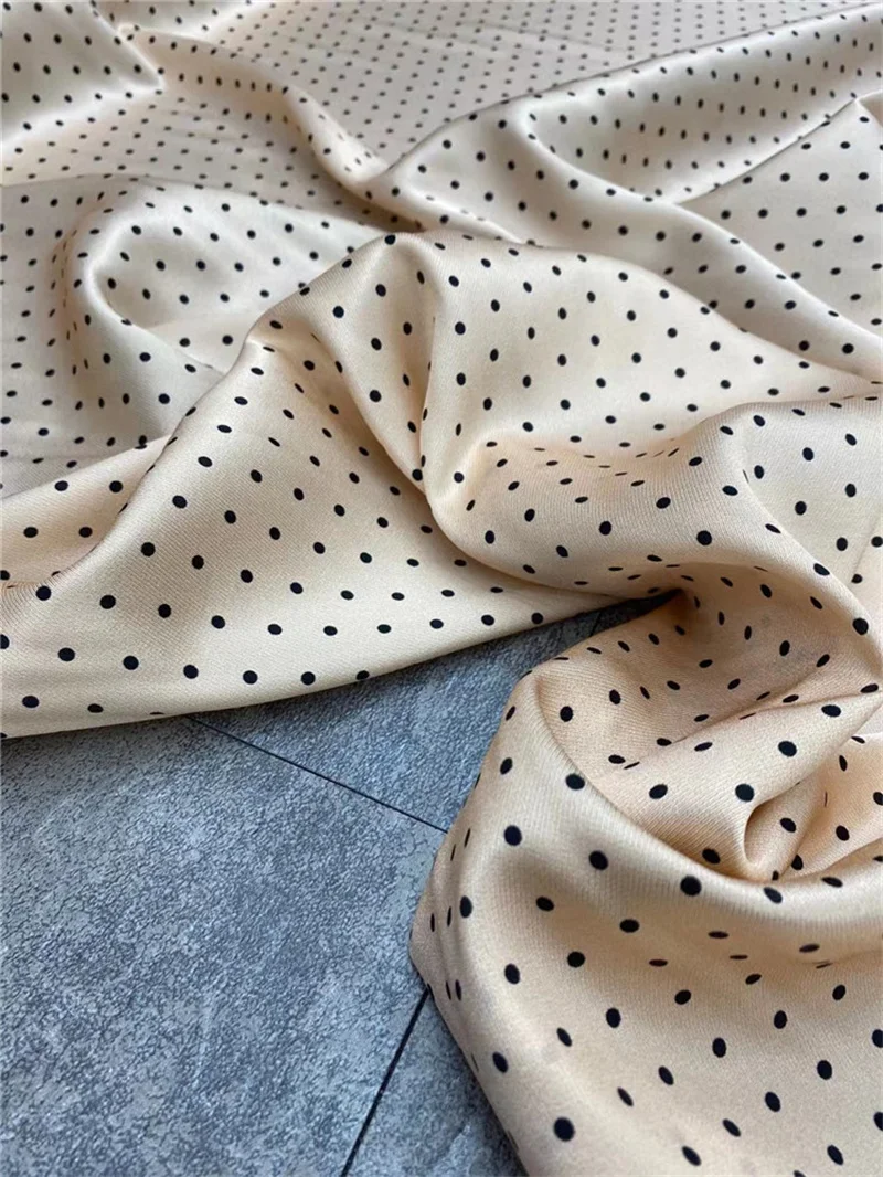 

Модная светло-розовая Нефритовая волнистая ткань в горошек, эластичная шелковая ткань, легкая Роскошная рубашка, платье, одежда, текстиль, ш...