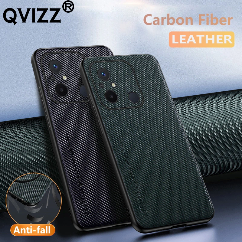 

Luxury Leather Case for Xiaomi Redmi 12C 22120RN86G Carbon Fiber Armor Shockproof Ultra-thin Soft Edge Hard Phone Cover Redmi12C