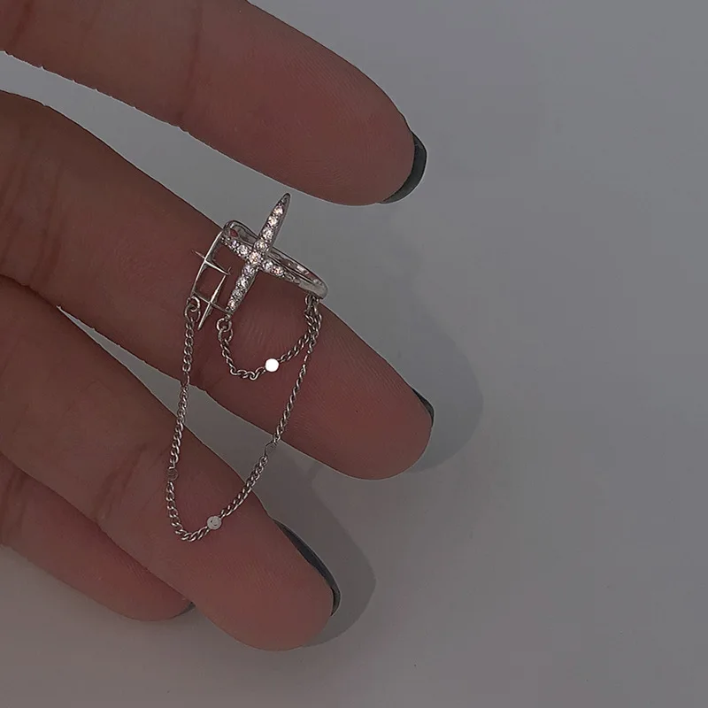 Двойная кисточка звезда Ушная кость клипса хип-хоп тренд нет пирсинга цепные