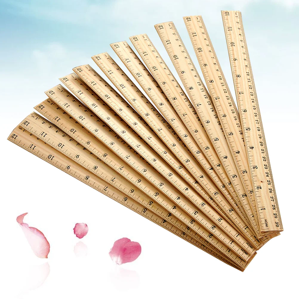 

Ruler Wooden Straight Measuring Scale Stickoffice 30Cm Sewing Unbreakable Rulersdouble School