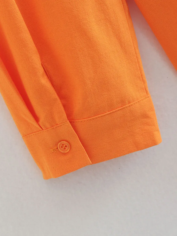 BBWM 2022 Новая женская летняя рубашка оверсайз Оранжевая универсальная однобортная