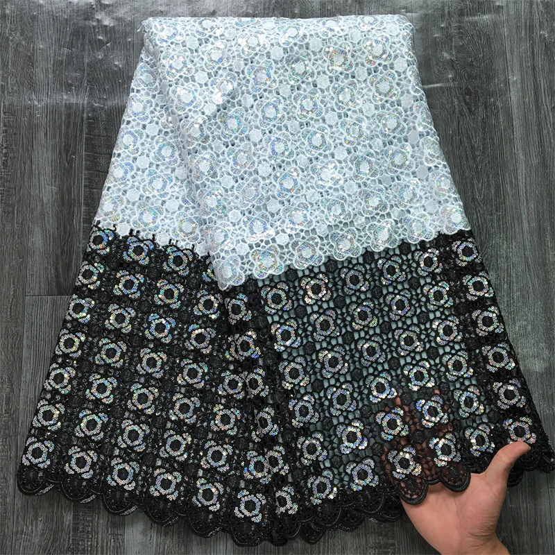 Кружево SJD Африканское водорастворимое кружево с блестками 2024 новинка женское