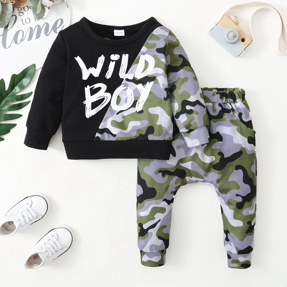 

Boys Fashion Sweatshirt Set Camouflage Pullover Tops And Sweatpants For Baby Boys Sportswear Autumn Winter Kids Set Outfits Boys