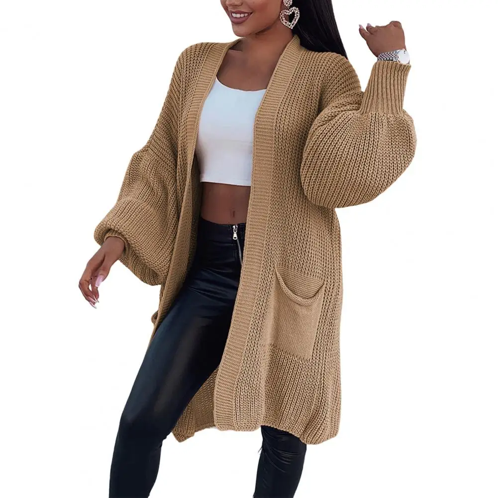 

Вязаный кардиган с ребристыми манжетами, теплое вязаное пальто, женская трикотажная одежда, длинный свитер, вязаное пальто