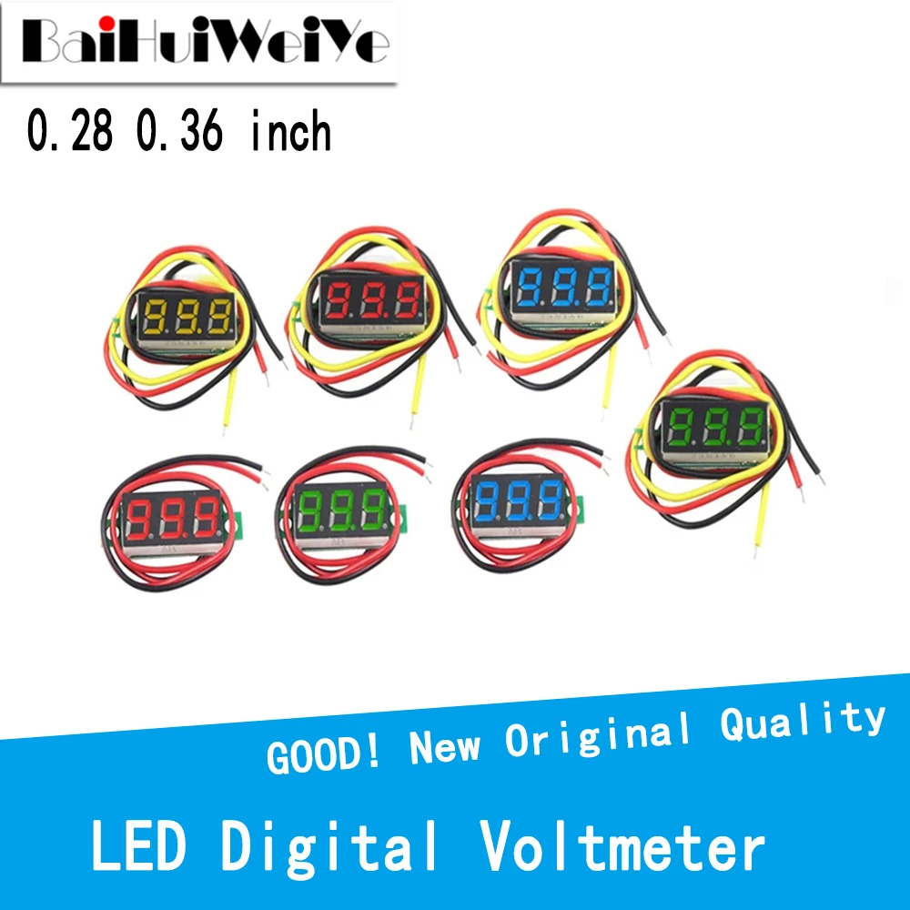 

0.28 0.36 inch Super Mini LED Digital Car Voltmeter Voltage Volt Panel Meter Battery Monitor DC 0-100V DC 4-30V 2 / 3 Wires
