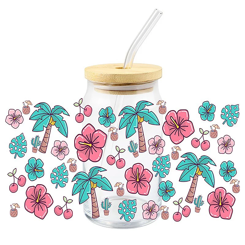 

DIY Waterproof Beautiful Flower UV Transfer Sticker For Glass Cup High Temperature Resistance Custom Decals Easy To Use