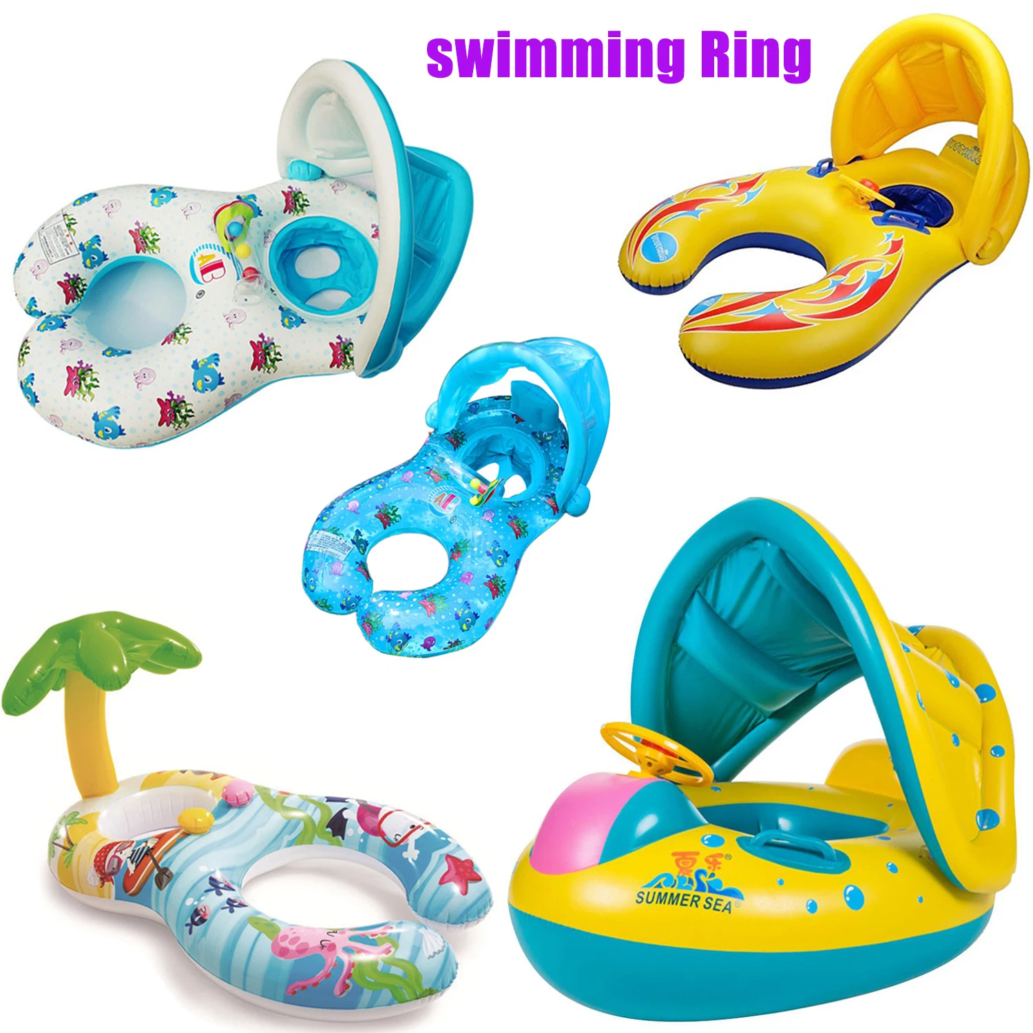 

Baby Swimming Pool Infant Inflatable Toys Floating Ring Kids Accessories Sunshade Baby And Mother Swim Ring Kids 1-6Y
