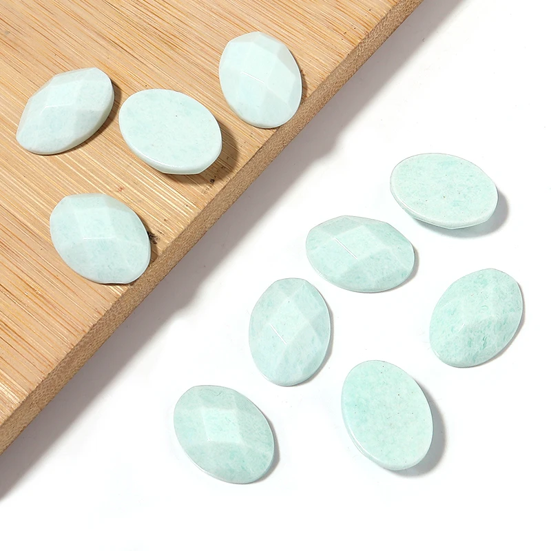 10pcs Natural Stone Oval Flatback Cabochon Spacers 18.5x13.5mm Crystal Section For DIY Jewelry Making Pendant Accessories - купить по