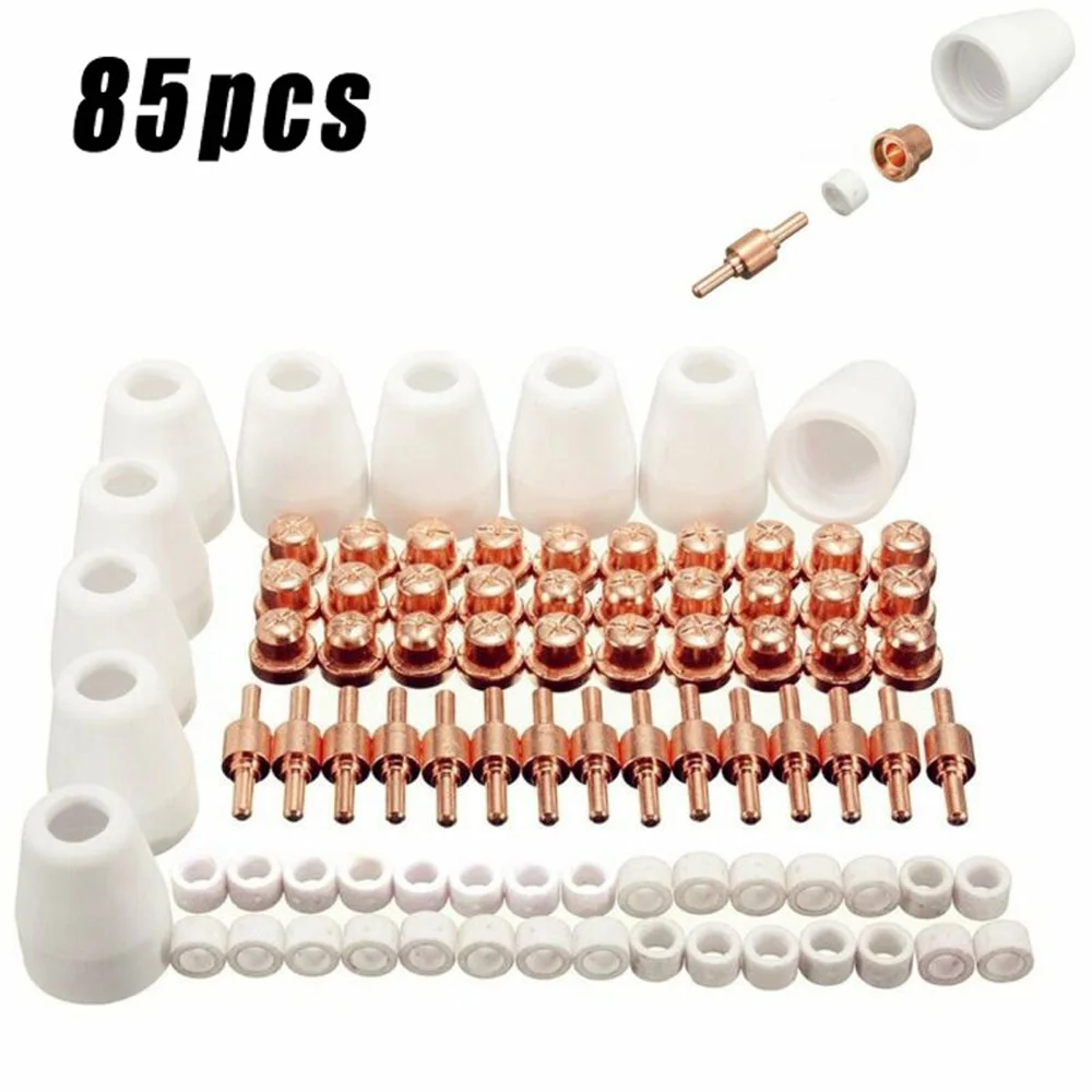 

85Pcs Air Plasma Cutting Tips Swirling Rings Electrode Shield Cups Welding Equipment For PT31 LG40 Torch CUT-50 CT518D BPS40