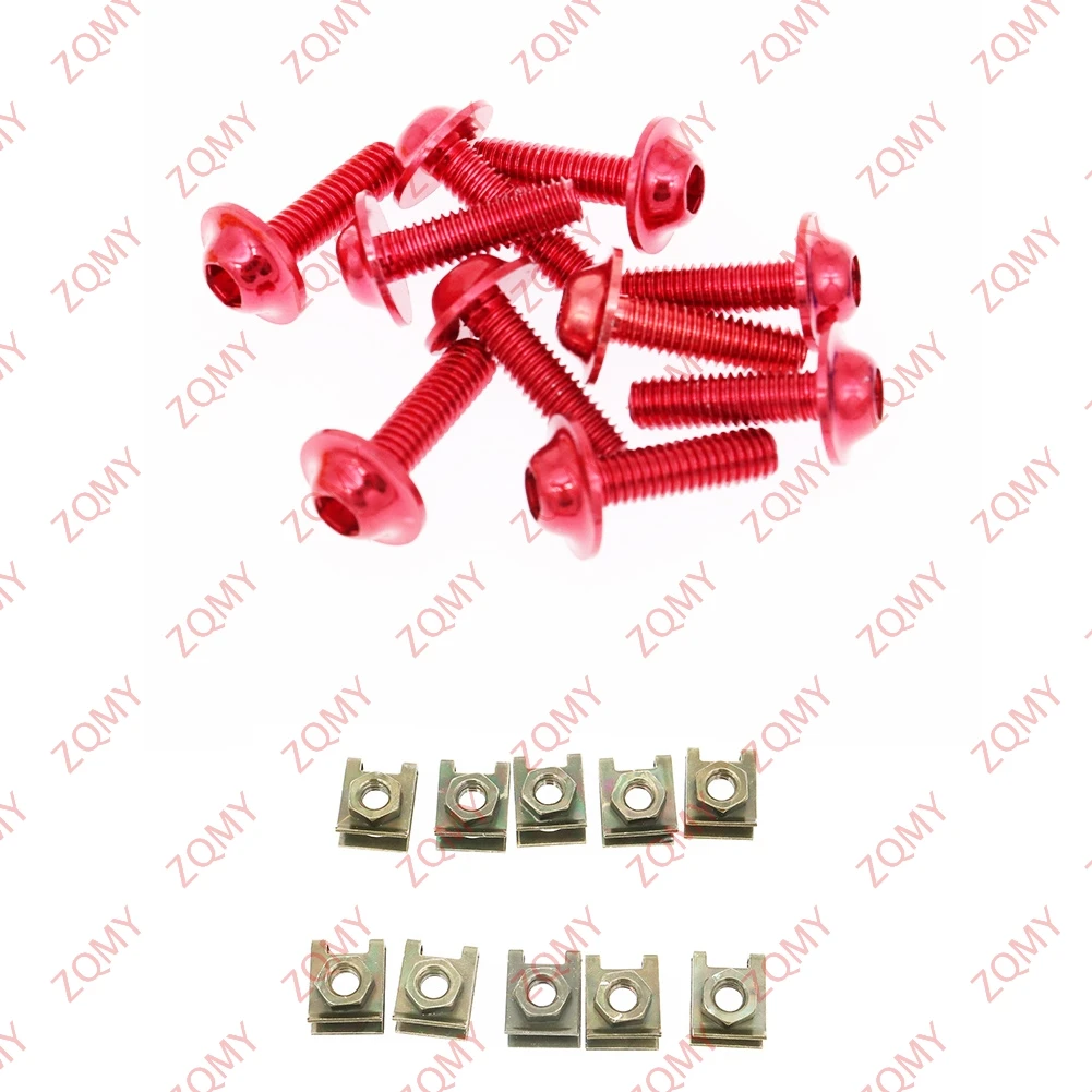 

10 шт. мотоциклетные болты для обтекателя M6, сменные зажимы/скоростные зажимы, Комплект болтов, крепежные зажимы, набор винтов, Универсальный алюминиевый CNC