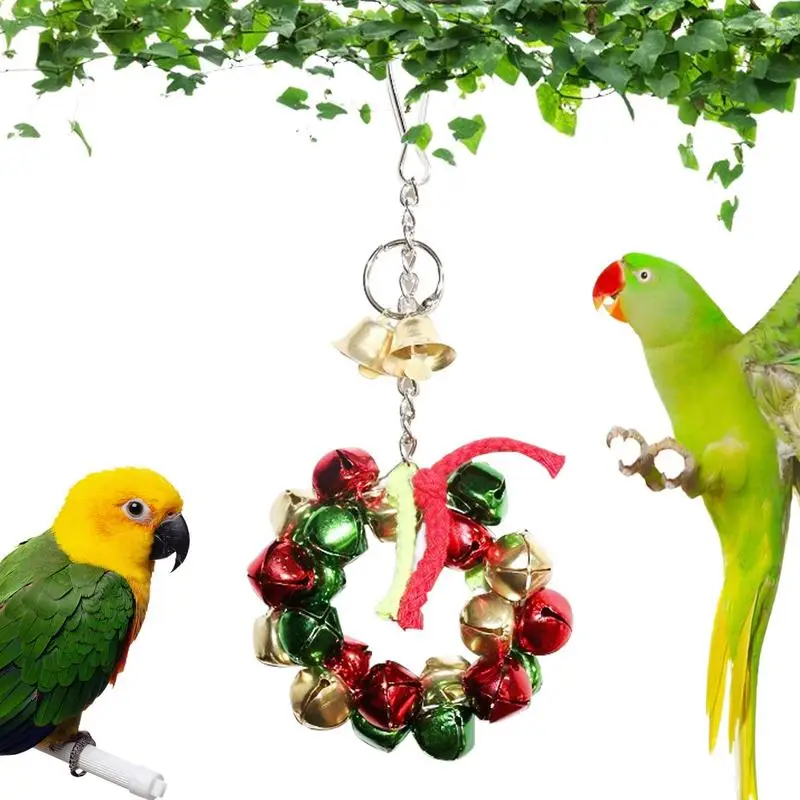 

Bird Toys Parrot Bell | Decorative Iron Christmas Theme Bird Toys for Parrots | Bird Colorful Chewing Toys for Budgie Cockatiel