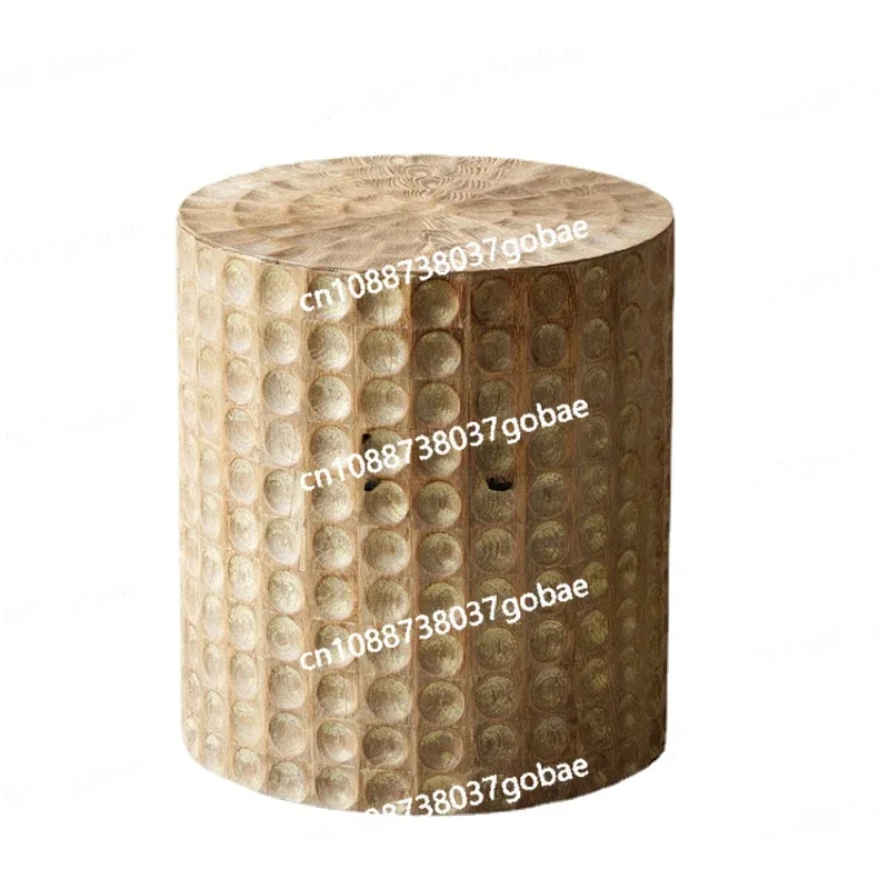 LMM Винтажный резной дуб круглый журнальный столик из дерева или камня