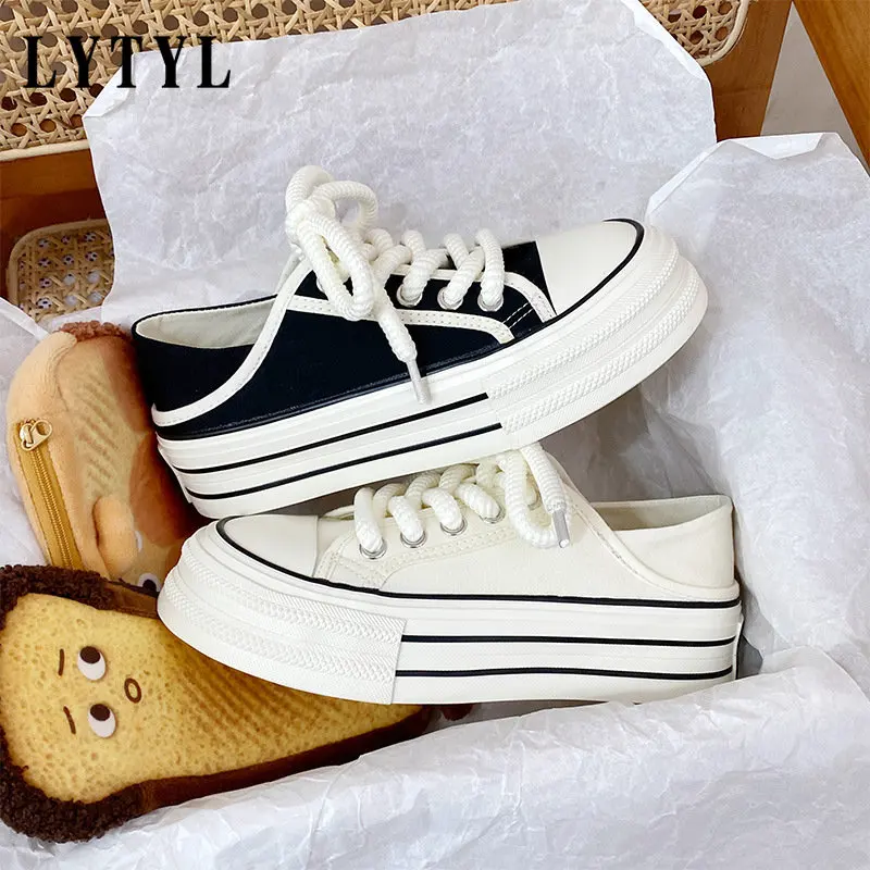 

Кеды женские холщовые, повседневная спортивная обувь на плоской платформе, со шнуровкой, весна-осень 2023