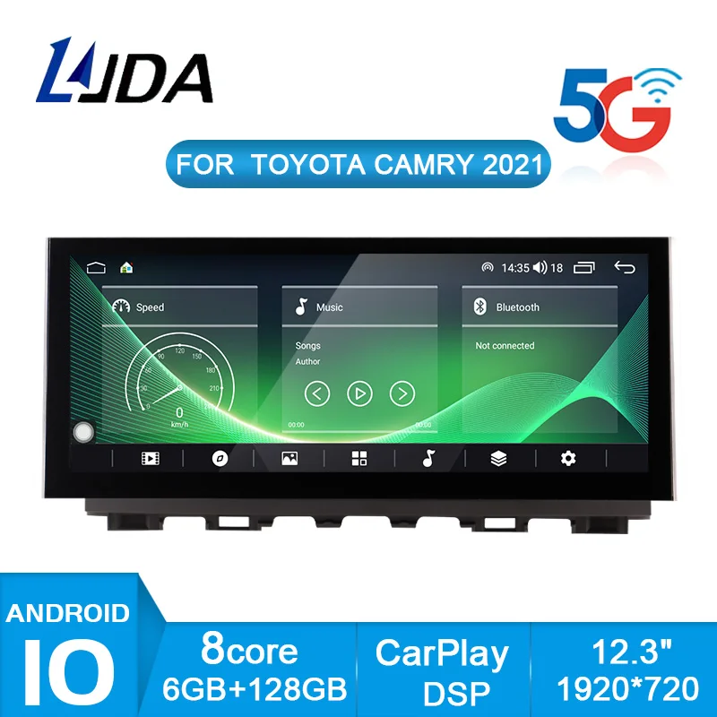 

1920*720, 12,3 дюймовый GPS-навигатор, Android 10 автомобильный мультимедийный плеер GPS стерео для Toyota Camery 2020 2021 автомобильное радио DSP WiFi