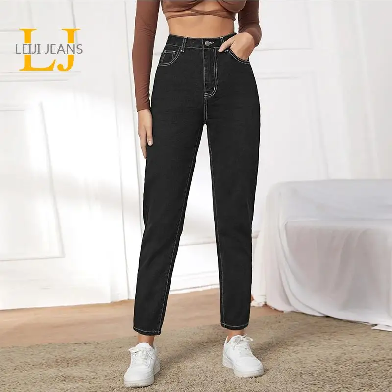 

Новое поступление 2022, Женские джинсы-бойфренды большого размера, черные женские джинсы, повседневные Мягкие женские черные брюки, женские д...