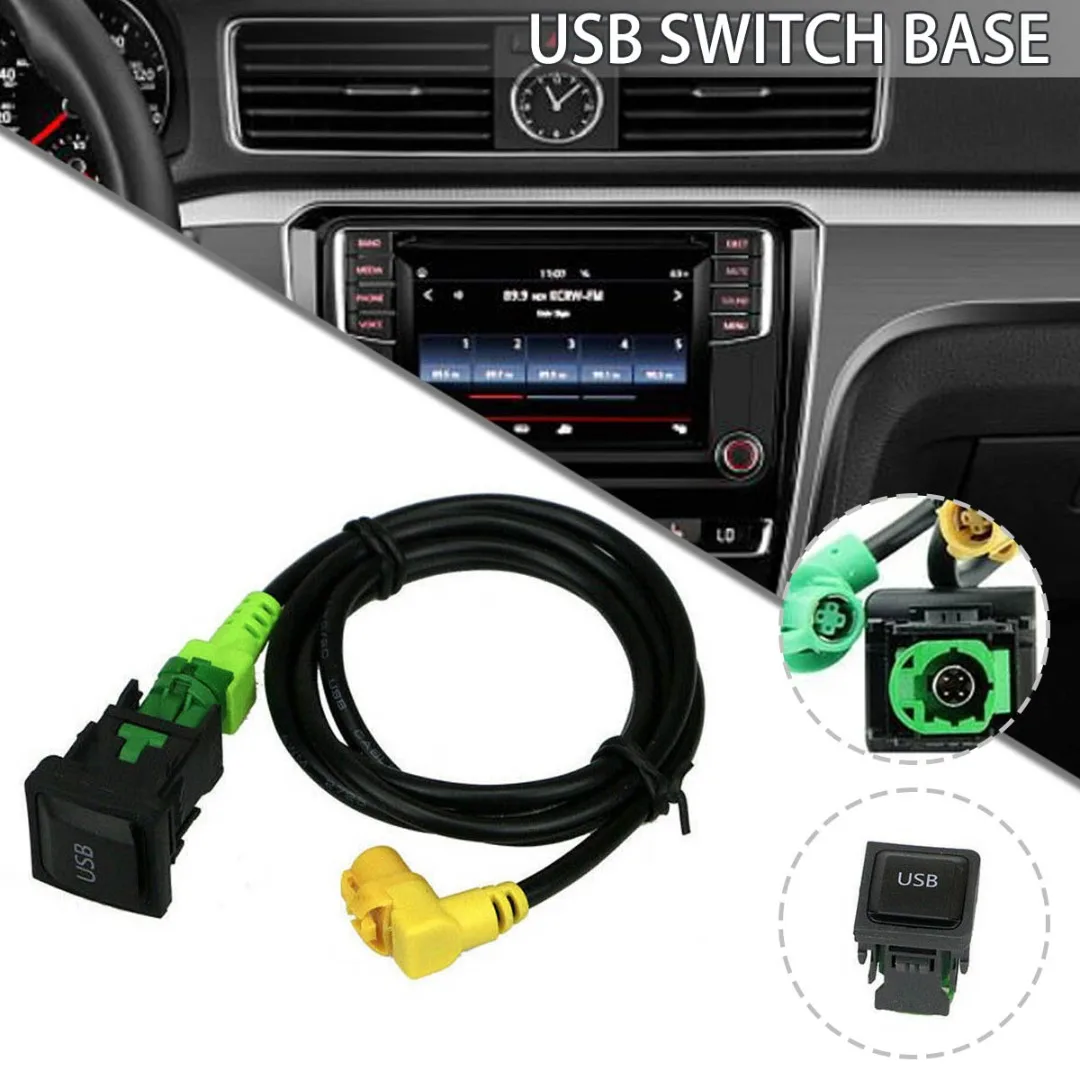 

1pcs Plastic + Metal Car Audio USB Switch Cable Adaptor Durable Black AUX Auto Line For RCD510 RCD310