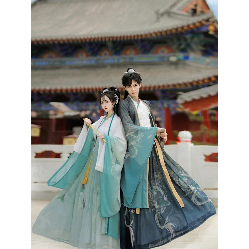 Оригинальный Jin Couples Hanfu для мужчин и женщин 2024 новый улучшенный воротник длиной