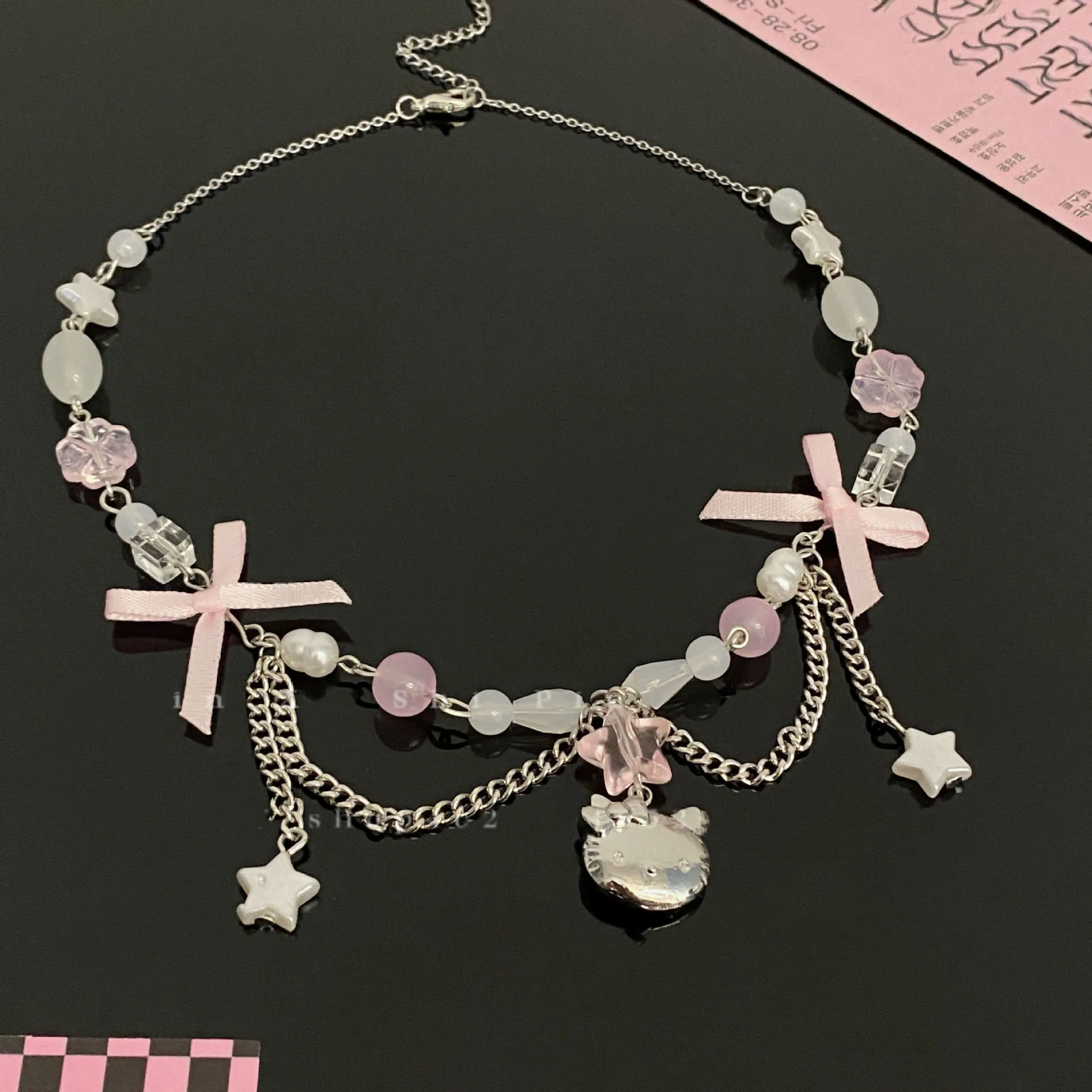 Ожерелье Sanrio с бантом в виде кошки маленькое и популярное изысканное