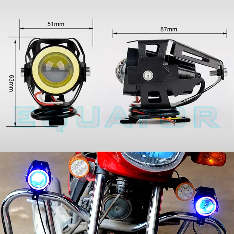 

Universal LED Motorcycle Front Headlight For ATV External Headlight Mini U7 Spotlight Angel Eye Electric Vehicle Barrel Fog Lamp
