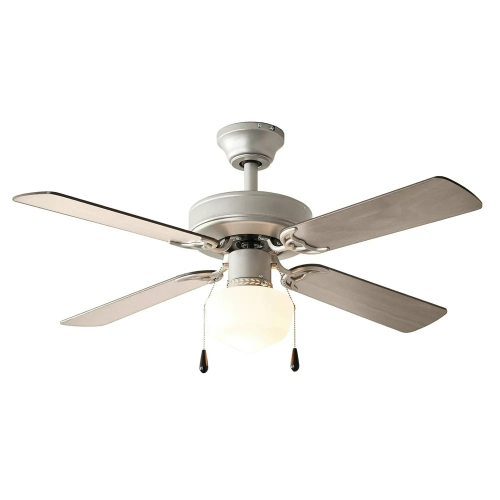 

inch Downrod with Light Kit, Satin Nickel, 4 Blades, Reverse Airflow