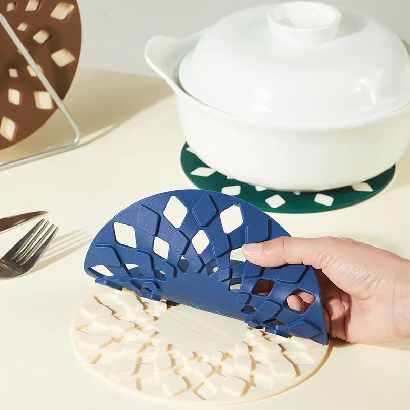 

Round Silicone Pot Mat Holders Hot Pan Pads Heat Resistant Mats Tables Placemats Coasters Potholder Insulation Non-Slip Table