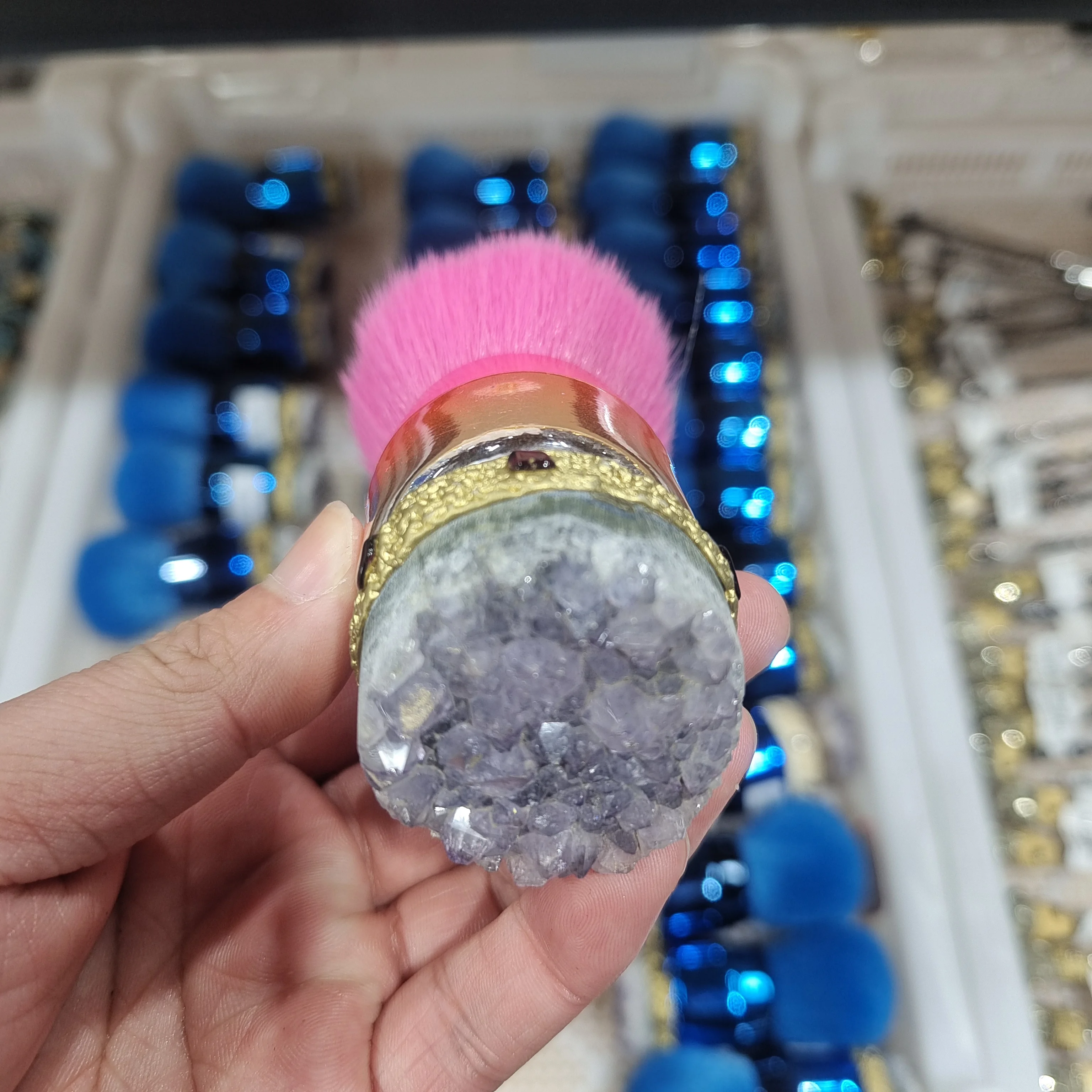 

1 шт., аметист, белый бриллиант, минеральный бриллиант, украшение в подарок